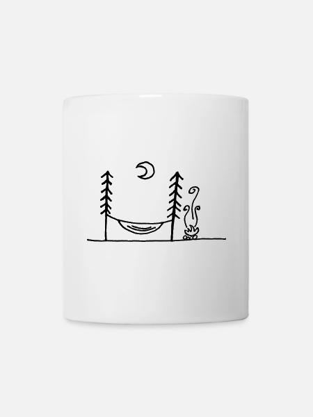 Hängematte, Lagerfeuer & Mondschein - Tasse - Weiß
