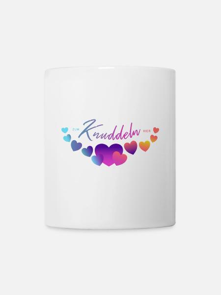 zum knuddeln kuscheln liebhaben Herzen - Tasse - Weiß