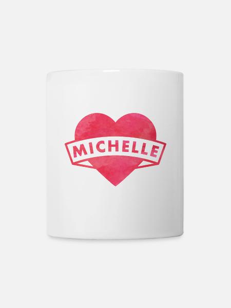 Pinkes Herzbanner Michelle - Tasse - Weiß