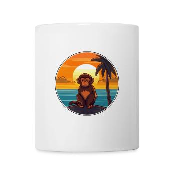 Affe lustige Karikatur Kawaii Strand Illustration - Tasse - Weiß - Vorne