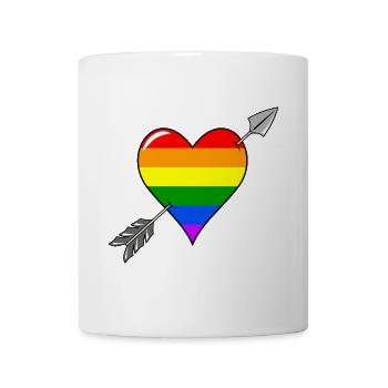 Herz und Pfeil Liebe Regenbogenflagge - Tasse - Weiß - Vorne