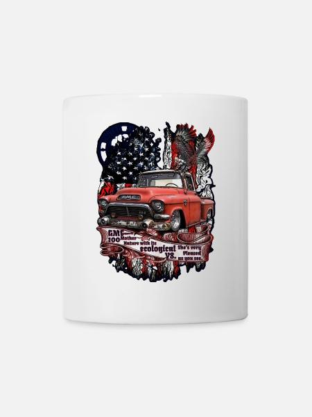 Legendärer V8 Pick Up Truck Amerikanische Fahne - Tasse - Weiß