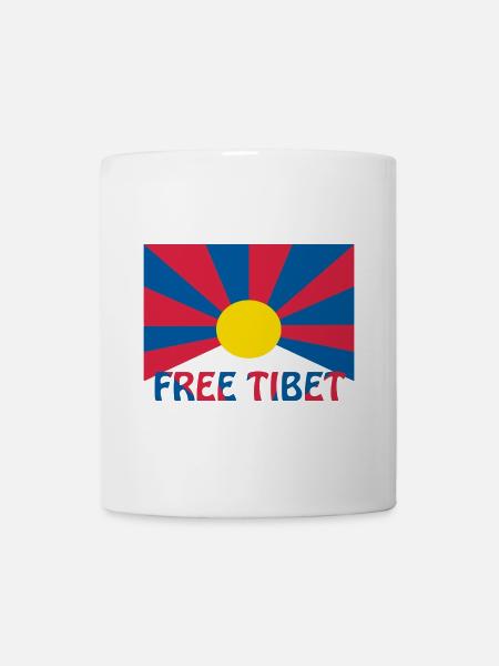 free tibet flagge - Tasse - Weiß