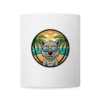 Pumi Hunderasse Cartoon Sonnenbrille Strand - Tasse - Weiß - Vorne