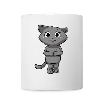 Traurige Katze - Tasse - Weiß - Vorne