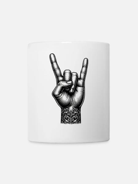 Rock on Hand avec des cornes de diable - Mug blanc - blanc