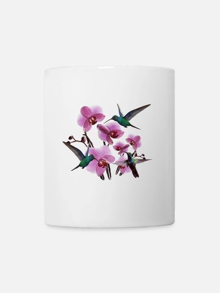 Kolibris mit Orchideen pink grün - Tasse - Weiß