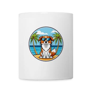 Nederlandse Kooikerhondje Hunderasse Cartoon Strand - Tasse - Weiß - Vorne