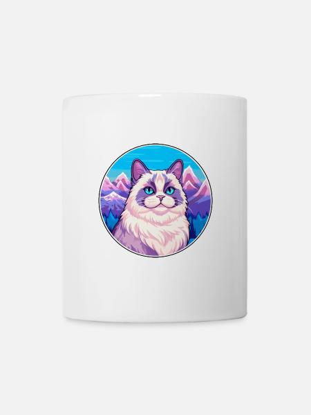 Birmakatze Bunte Karikatur Aquarell Illustration - Tasse - Weiß