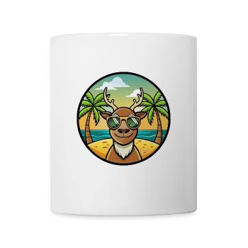 Hirsch Lustige Cartoon Sommer Strand Sonnenbrille Aufkleber - Tasse - Weiß - Vorne