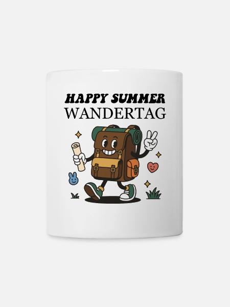 Wander-Rucksack Cartoon – Lustiger Outdoor Abenteu - Tasse - Weiß