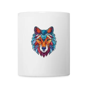 Wolf buntes Aquarell Tier Haustier Illustration - Tasse - Weiß - Vorne