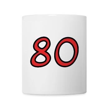 80. 80 JAHRE. 80-JÄHRIGES JUBILÄUM. 80. GEBURTSTAG. - Tasse - Weiß - Vorne
