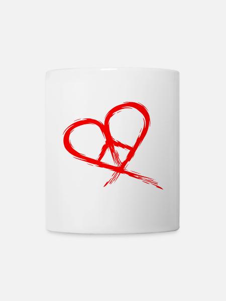 Peace Symbol Hippie Herz Frieden Freiheit Liebe - Tasse - Weiß