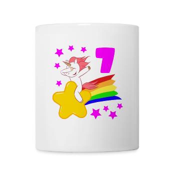 7 Siebter Geburtstag 7 Bday Mädchen Einhorn - Tasse - Weiß - Vorne