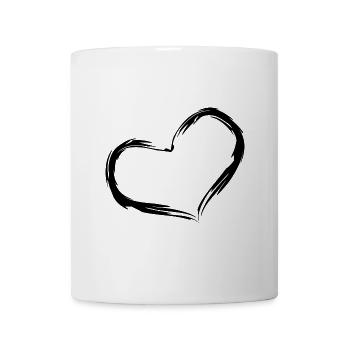 Herz Design Bürste Schwarz - Tasse - Weiß - Vorne