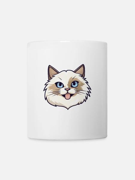 Birma Heilige Katze Karikatur Aquarell Illustration - Tasse - Weiß