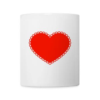 Rotes Herz mit Spitzenrand - Tasse - Weiß - Vorne