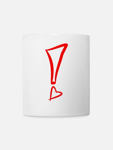 Ausrufezeichen mit Herz Rot - Tasse - Weiß