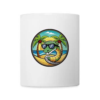 Schlange Lustige Cartoon Sommer Strand Sonnenbrille Cool - Tasse - Weiß - Vorne