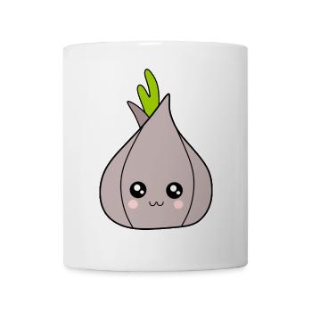 Kawaii Zwiebel Knoblauch Kawaii Gemüse Kawaii Obst - Tasse - Weiß - Vorne