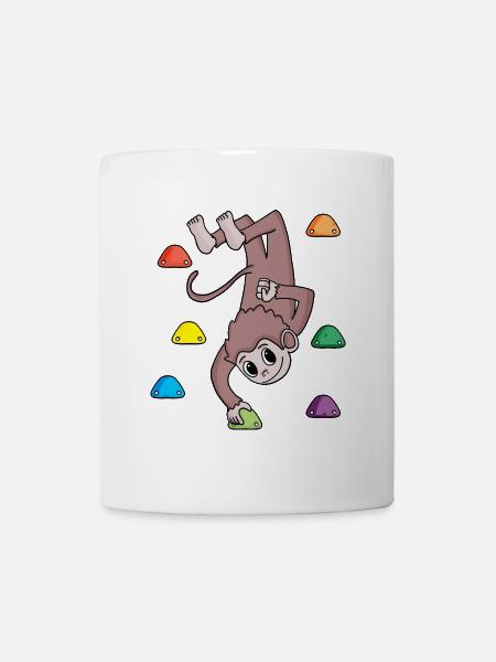 Singe sur le mur d'escalade - escalade - cadeau - Mug blanc - blanc