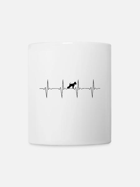 Herzschlag Schnauzer - EKG Linie mit Hund - Tasse - Weiß