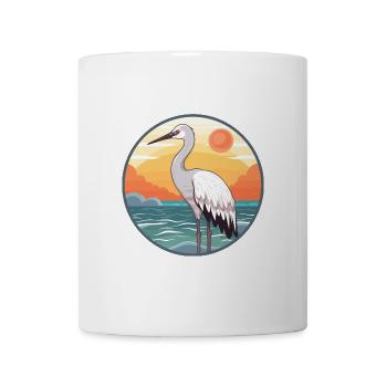 Kranich Aquarell Cartoon Kawaii Clipart Tier - Tasse - Weiß - Vorne