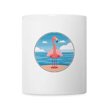 Flamingo Cartoon Yoga Strand Sommer Illustration - Tasse - Weiß - Vorne