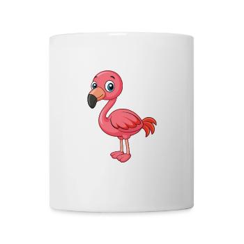 Flamingo Niedliche Maskottchen Zeichentrickfigur Kawaii - Tasse - Weiß - Vorne