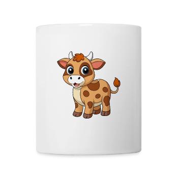 Kuh Niedliche Maskottchen Zeichentrickfigur Kawaii - Tasse - Weiß - Vorne