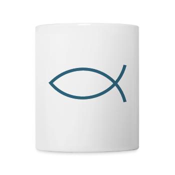 Blauer Jesusfisch Ichthys Jesus Fisch  - Tasse - Weiß - Vorne