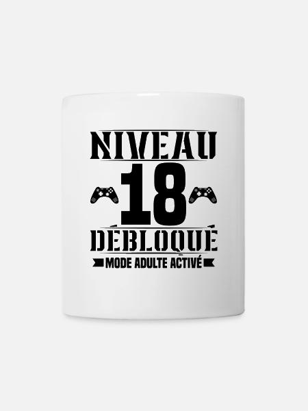 niveau 18 débloqué anniversaire 18 ans - Mug blanc - blanc
