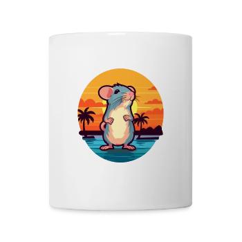Ratte Lustige Karikatur Kawaii Strand Illustration - Tasse - Weiß - Vorne