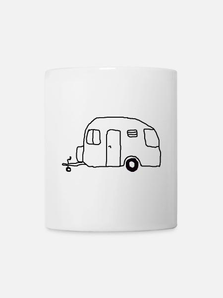 wohnwagen zeichnung - Tasse - Weiß