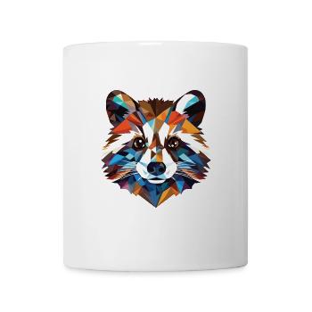 Waschbär bunte Aquarell Tier Illustration - Tasse - Weiß - Vorne