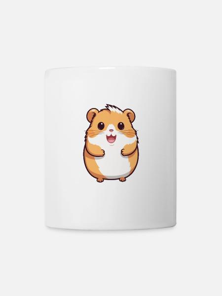 Hamster-Karikatur-Kawaii-Aquarell-Illustration - Tasse - Weiß