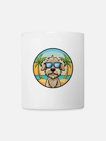 Lagotto Romagnolo Hunderasse Cartoon Sonnenbrille Strand - Tasse - Weiß
