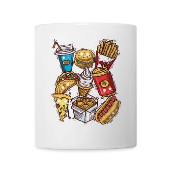 Junk Food Ungesundes Essen Fast Food - Tasse - Weiß - Vorne