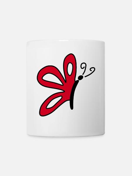 Roter Schmetterling Geschenk für sie  - Tasse - Weiß