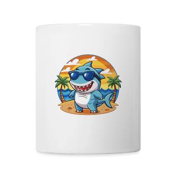 Shark Funny Cartoon Summer Beach Sunglasses - Mug - white - Front