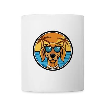 Jugoslawischer Windhund Hunderasse Cartoon Sonnenbrille Strand - Tasse - Weiß - Vorne
