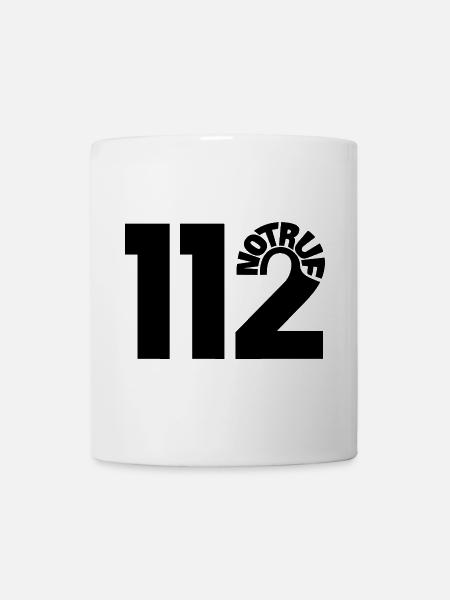 Notruf 112 rund - Tasse - Weiß