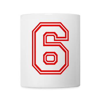 COOL RETRO STYLE SHIRT NUMMER SECHS 6 LUCKY NUMBER - Tasse - Weiß - Vorne