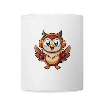 Eule Lustige Zeichentrickfigur Kopfhörer Musik - Tasse - Weiß - Vorne