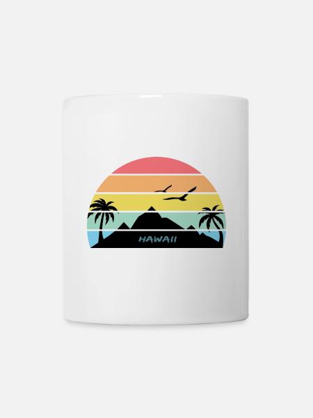 Hawaii Sonnenuntergang Silhouette Souvenir Palmen - Tasse - Weiß
