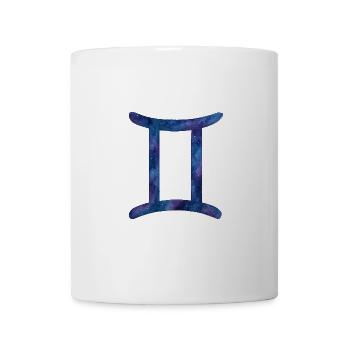Zwilling Sternzeichen – Galaxie-Aquarell - Tasse - Weiß - Vorne