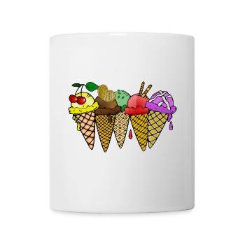 Eis Vanilleeis Schokoladeneis Erdbeereis Himbeere - Tasse - Weiß - Vorne