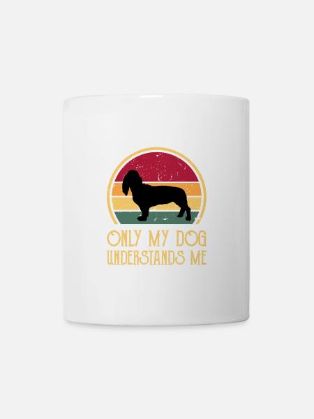 Basset Artesien Normand Hund Silhouette Retro Sun - Tasse - Weiß