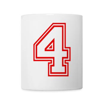 NUMMER VIER NUMBER FOUR LUCKY NUMBER GLÜCKSZAHL - Tasse - Weiß - Vorne